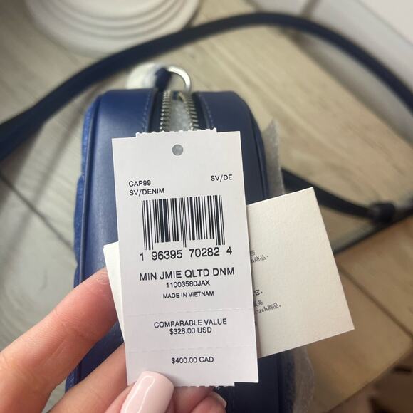 Coach Blue Quilted Mini Jamie Denim Crossbody Bag NWT. Retails: $328 - Picture 5 of 5